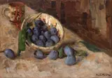 Paul Molda, Natură statică cu prune, ulei pe carton