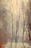 Dimineață în parc by Constantin Isachie Popescu, ulei pe carton, offered Nov 2025