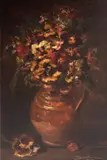 Alexandru Bănulescu, Ulcior cu petunii, 1909, ulei pe pânză lipită pe carton