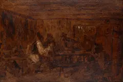 La cârciumă by Pan Ioanid, ulei pe carton, sold Nov 2025
