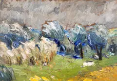 Constantin Piliuță, Peisaj de toamnă, 1958, ulei pe carton