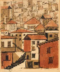 Eva Cerbu, Vedere din Timișoara, 1933, xilogravură