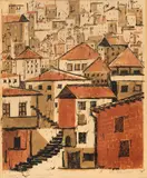 Eva Cerbu, Vedere din Timișoara, 1933, xilogravură