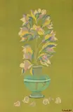 Vasile Celmare, Cochilii și crini, 1998, ulei și tempera pe hârtie
