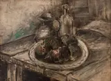 Iosif Rosenblut, Farfurie cu rodii, 1935, acureală și guașă pe carton