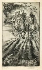 Cavalerii by Marcel Chirnoagă, acvaforte și acvatintă, sold Nov 2025