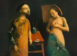 Georges Mazilu, Le maître et le modèle, acrilic pe pânză