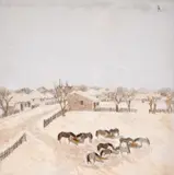 Constantin Piliuță, Zece cai, 1986, ulei pe pânză