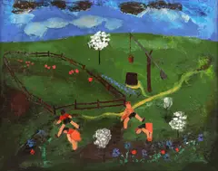 Jocuri de primăvară by Carolina Iacob, 1966, ulei pe pânză, offered Nov 2025
