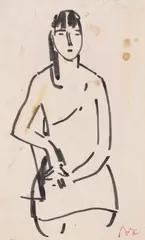 Model by Corneliu Baba, 1960, cariocă pe hârtie, sold Nov 2025