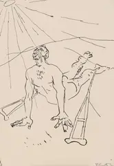 Soarele vindecător by Constantin Piliuță, peniță pe hârtie, sold Nov 2025