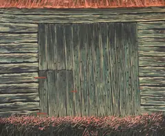 Ion Dumitriu, Poartă de șură, 1994, ulei pe pânză