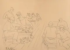 Cizmărie by Constantin Piliuță, peniță pe hârtie, sold Nov 2025