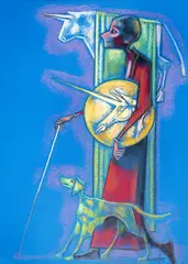 Ion Iancuț, Prieteni, pastel pe hârtie