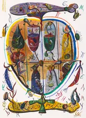 Totem by Ștefan Pelmuș, 2017, acrilic și acuarelă pe hârtie, sold Nov 2025