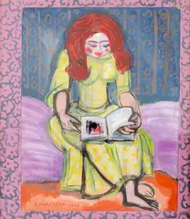 Dragoș Morărescu, Lectură, 1972, colaj, acuarelă și tempera pe carton