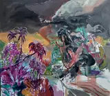 Liviu Mihai, Purple Palms, 2025, ulei pe pânză