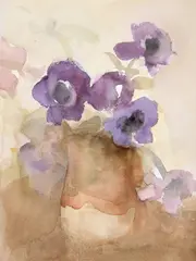 Anemone by Corneliu Brudașcu, acuarelă pe hârtie, sold Nov 2025