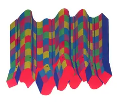 Patchwork grafika by Miroslav Šutej, 1975., mobilna serigrafija na polukartonu, offered Nov 2025