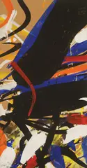 Apstrakcija 77 by Edo Murtić, 1977., tempera i gvaš na papiru, sold Nov 2025