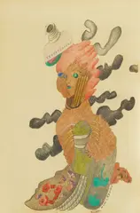 Figura by Zlatko Keser, 1978., olovka u boji na papiru, sold Nov 2025