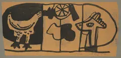 Miroslav Šutej, Kokoši diču, 1958., akvarel na papiru