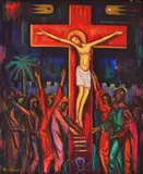 Yordan Shentov, Crucifixion, 1995, oil on canvas