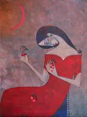 The month of cherries by Peter Michev-Pedro, oil on canvas, sold Nov 2025