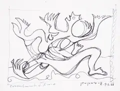 George Papazov, Silhouettes and Shadows, 1968, ink on paper