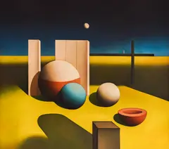 Dimiter Buyukliiski-Mitchi, Cosmic landscape, 1981, oil on canvas laid on plywood
