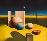 Dimiter Buyukliiski-Mitchi, Cosmic landscape, 1981, oil on canvas laid on plywood