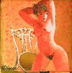 Ivan Kirkov, Nude, oil on plywood