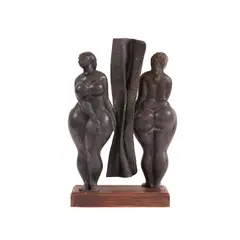 Krasimir Dzhidrov, Two women, 2013, bronze on wood