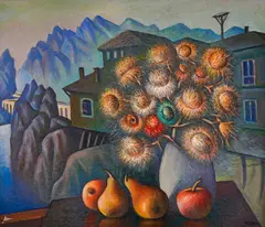 Stoyan Domuschiev, Landscape in Veliko Tarnovo, oil on canvas