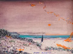 Dolores Dilova, Six states of the beach III, oil on canvas