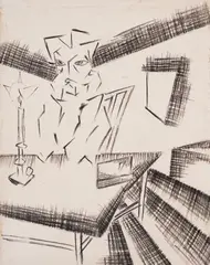 Nikolay Diulgheroff, Composition with books, pencil on paper