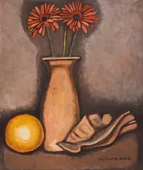 Ivan Ninov, Still life with gerberas, 2003, oil on canvas