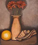 Ivan Ninov, Still life with gerberas, 2003, oil on canvas