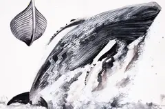 Whale by Tekla Aleksieva, 1980s, tempera on paper, sold Nov 2025