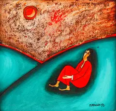 A break from the "Eternal" cycle by Maksim Boyakdzhiev, 1991, tempera on hardboard, sold Nov 2025