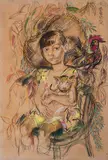 Yuri Bukov, Portrait of a girl with a rooster and a kitten