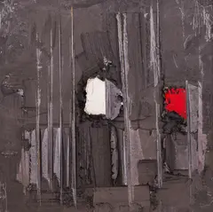 Petar Dochev, Composition, oil, texture paste and graphite on plywood