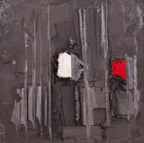 Petar Dochev, Composition, oil, texture paste and graphite on plywood
