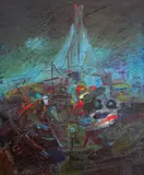 Vasil Stoev, Sailboat, oil on canvas