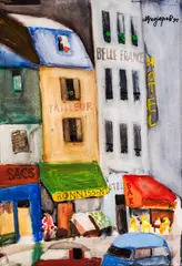 Lyuben Zidarov, Street in Paris, 1991, watercolor and oil on paper