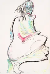 Gredi Assa, Nude, watercolor, ink and pastel on paper