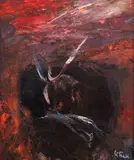 Stanislav Pamukchiev, Separation, oil on hardboard