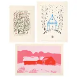 Ştefan Câlţia & Luca Florian, Lot format din trei serigrafii: „Casa cu struguri”, „Păducel” și „Cabin on Mount Baiului”, serigrafie