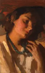 Reverie by Ipolit Strâmbu, 1910, ulei pe carton, sold Oct 2025