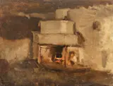 Nicolae Grigorescu, Căldura vetrei, 1870-1875, ulei pe carton